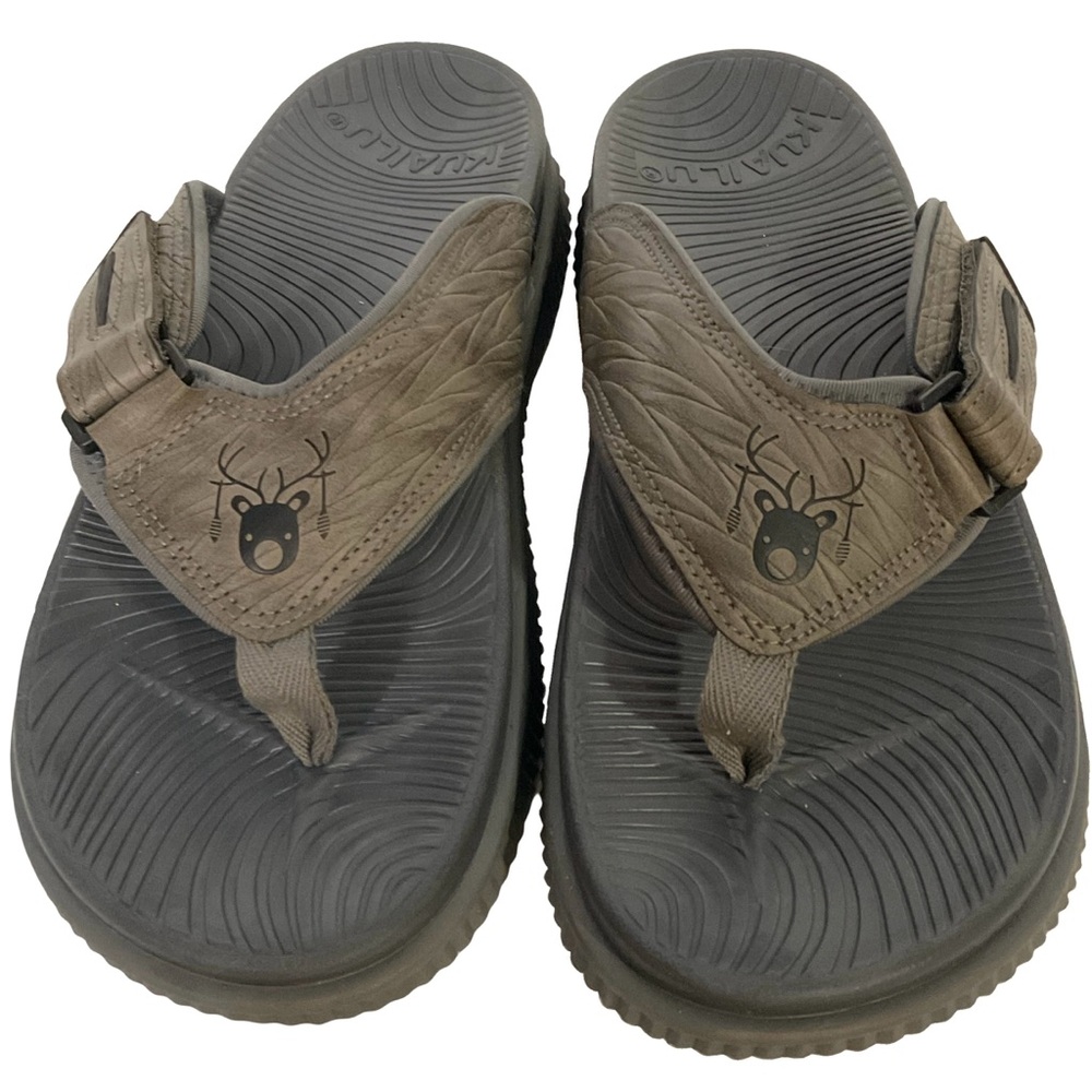 KuaiLu Men’s Brown Orthopedic Flip Flops Arch Support Recovery Sandals Size 11